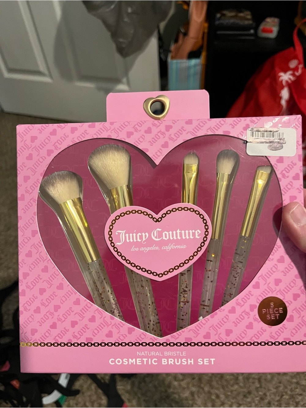 Juicy Couture Pink Cosmetic Brush Set with Gold Ferrules